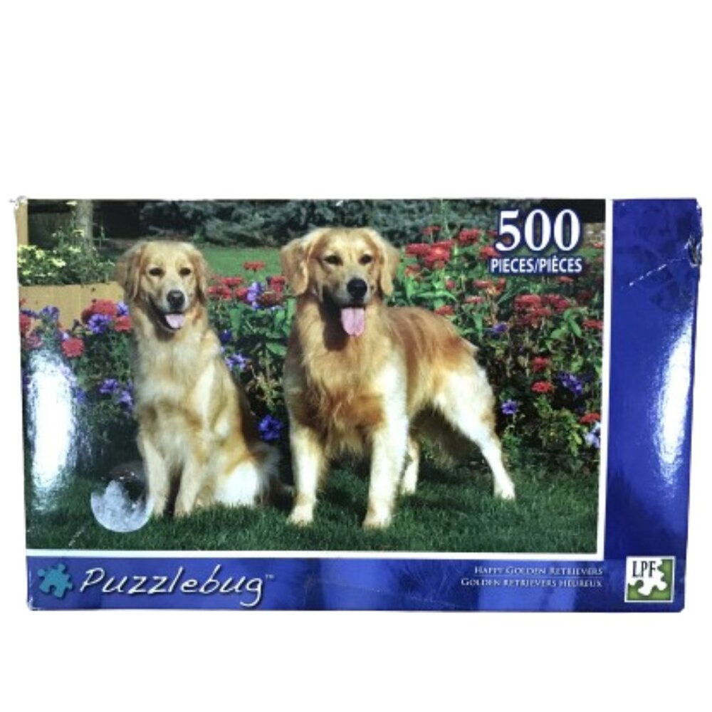 Y2K Jigsaw Puzzle Happy Golden Retrievers 500 Piece LPF Puzzlebug